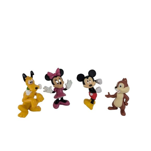 Disney Other - Disney Mickey Minnie Mouse Pluto Chip Action Figure Toy Lot of 4 Cake Toppers